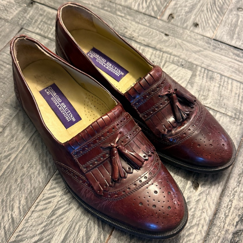 giorgio brutini 7.5 mens dress tassel loafers genuine leather‎